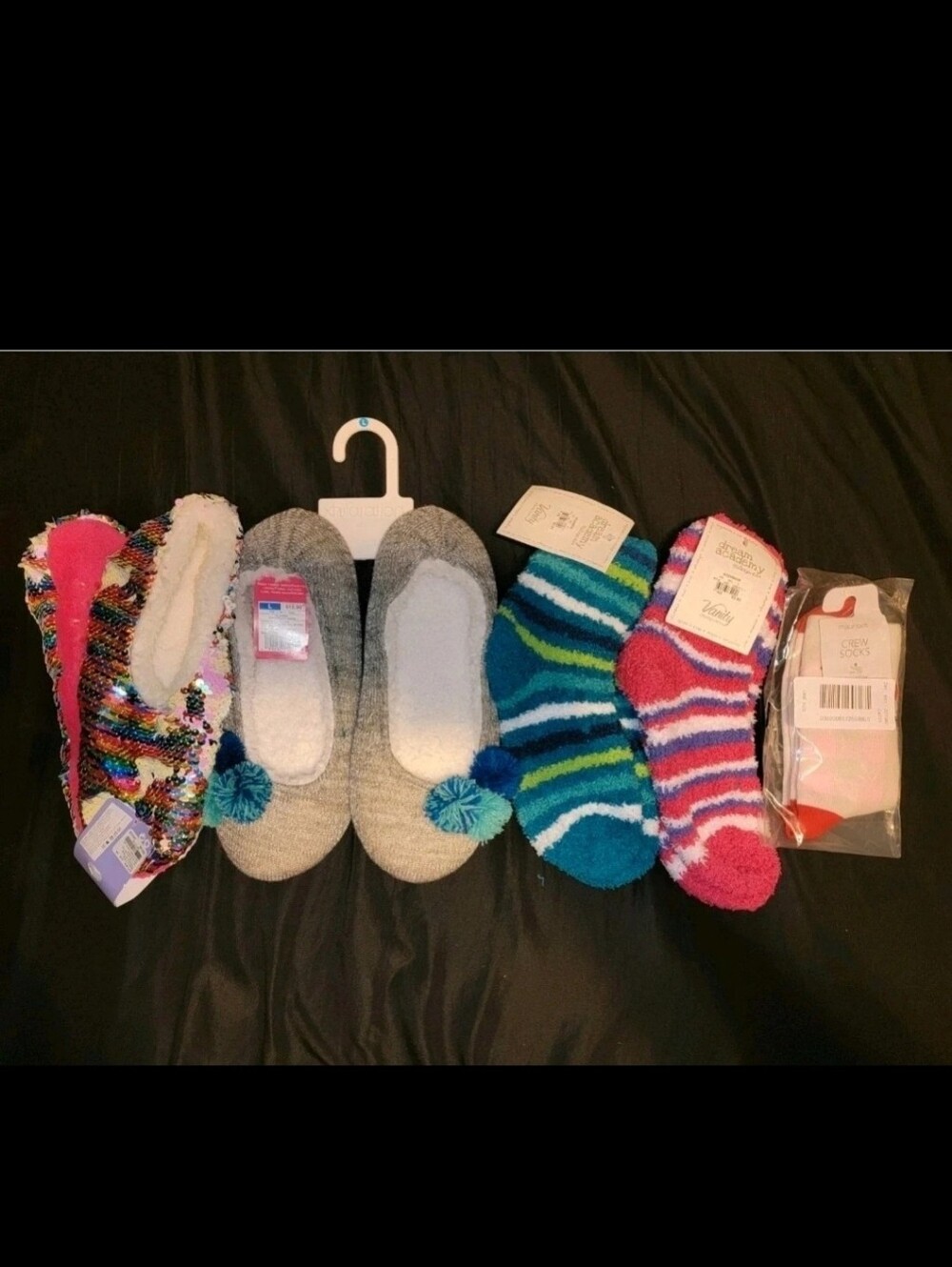 Lot 5 Xhileration Vanity Dream Academy Slippers Socks Claires Sequins Large 9 10
